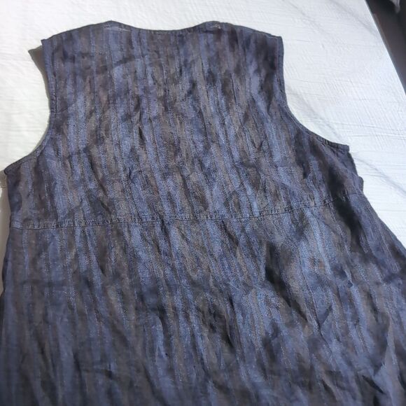 Flax  Navy Black Striped Sleeveless Midi Shift Dress S - Picture 5 of 7